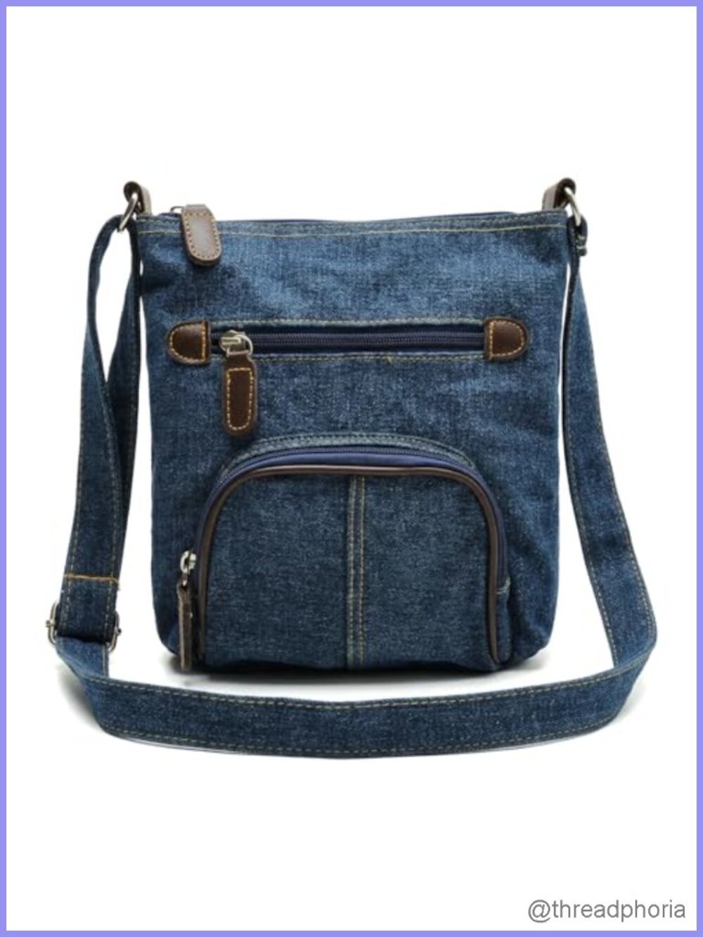 Denim Crossbody Bag Zipper Shoulder Tote Purse for Daily Use